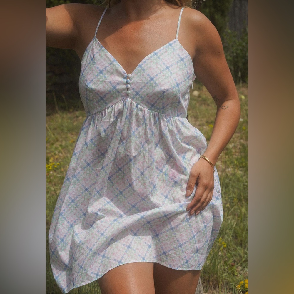 NWT Djerf Avenue x Frankie’s Bikinis Plaid Mini Dress